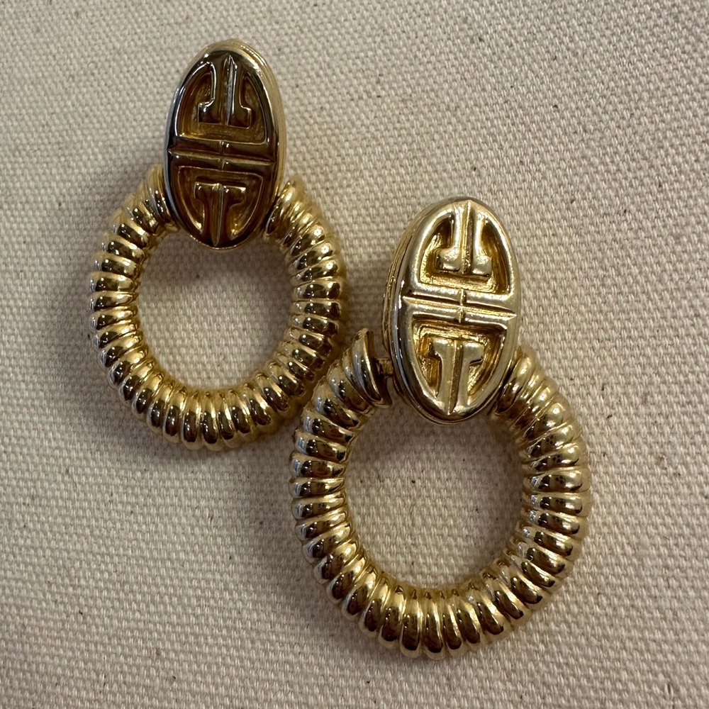 Rare Vintage Givenchy gold plated clip on earrings